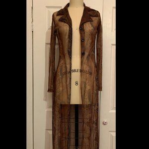 Vintage Python Printed Mesh Duster